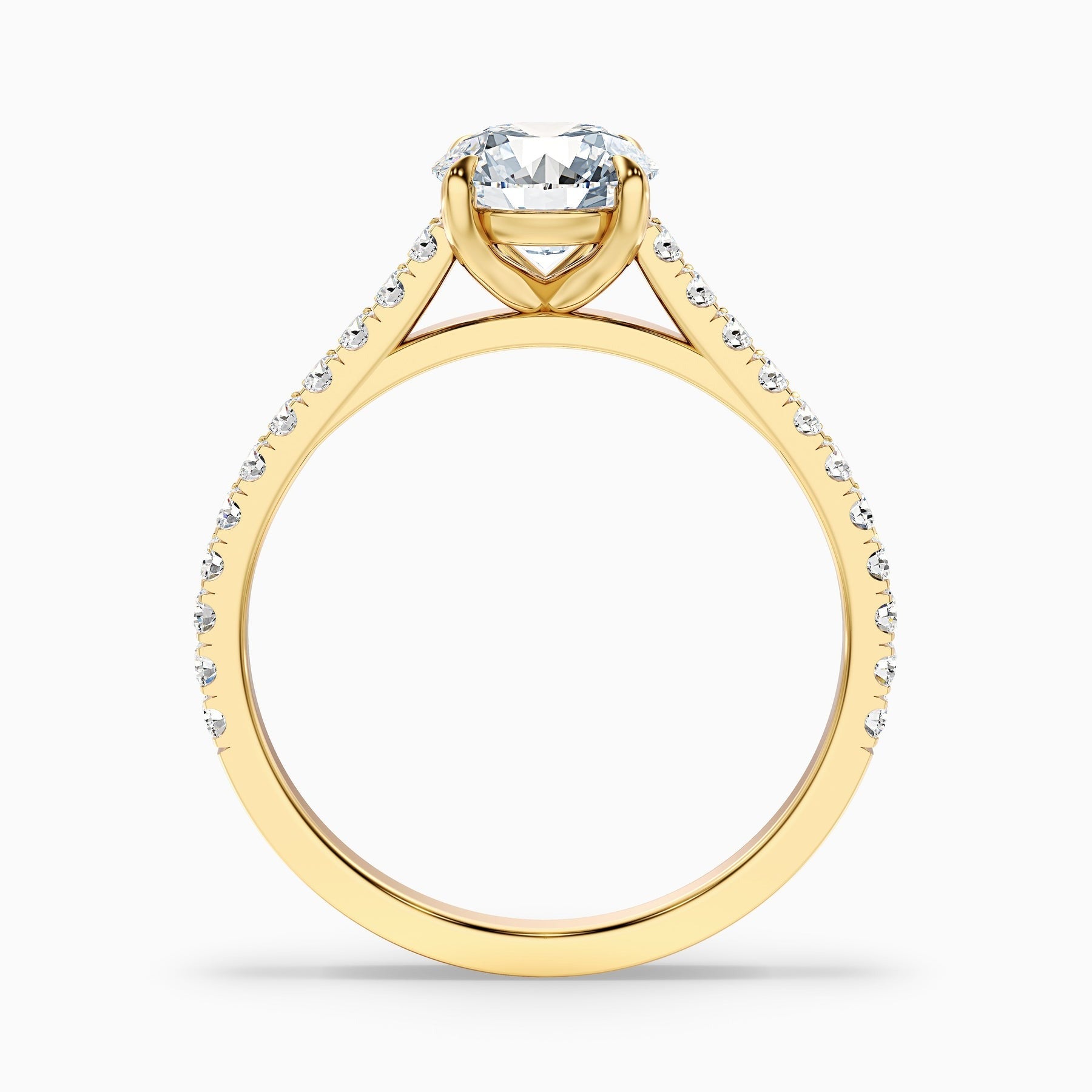 Truefire Round Side Stone Pave Lab Grown Engagement Ring